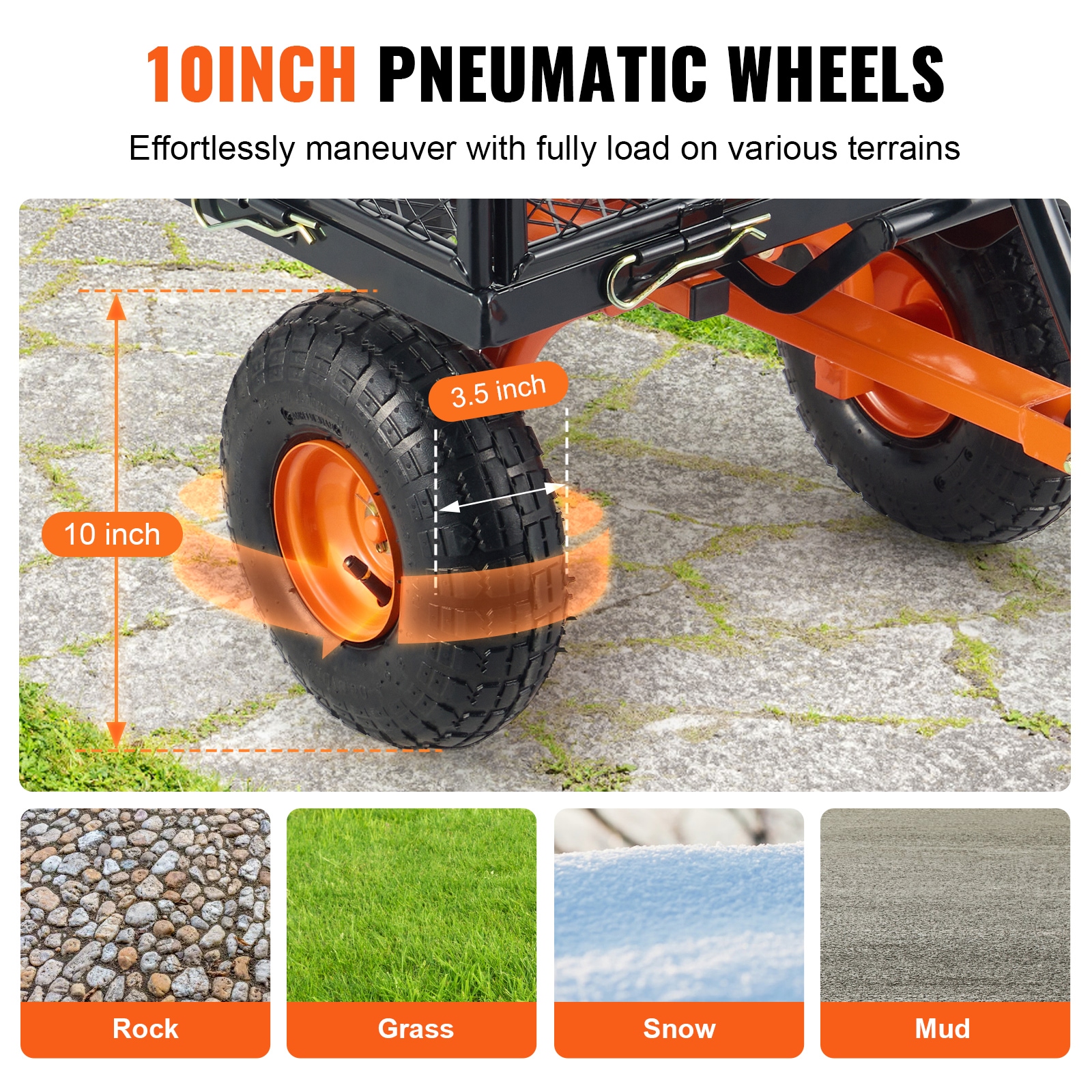 Garden Dump Cart With 2-in-1 Handle Heavy Duty Metal Wagon_voghion.com